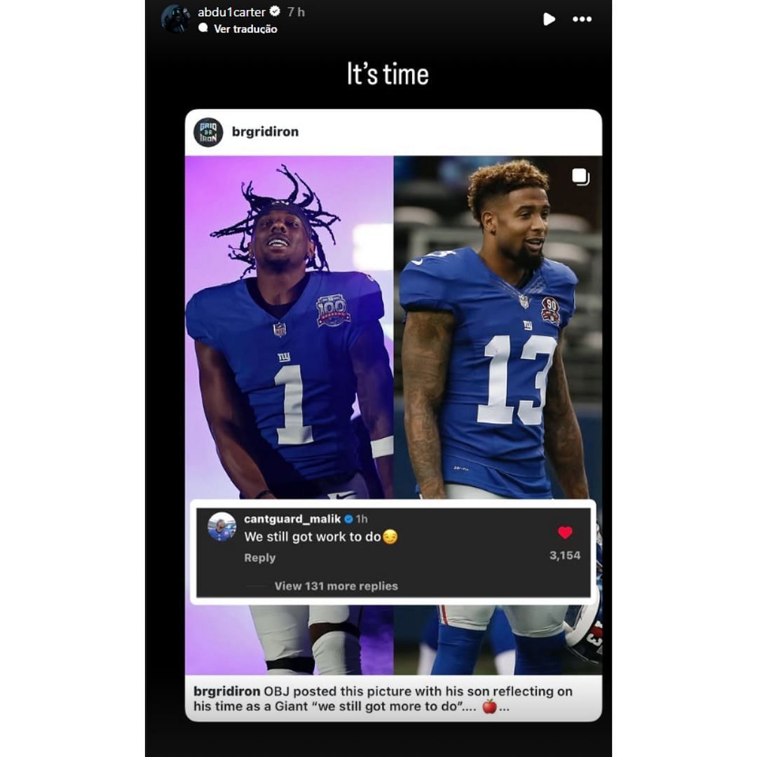 Abdul Carter calls for Odell Beckham's return to New York